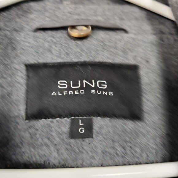 SUNG ALFRED SUNG Women's Jacket Size L Gray Wool Cotton Business Casual Academia - Picture 2 of 9